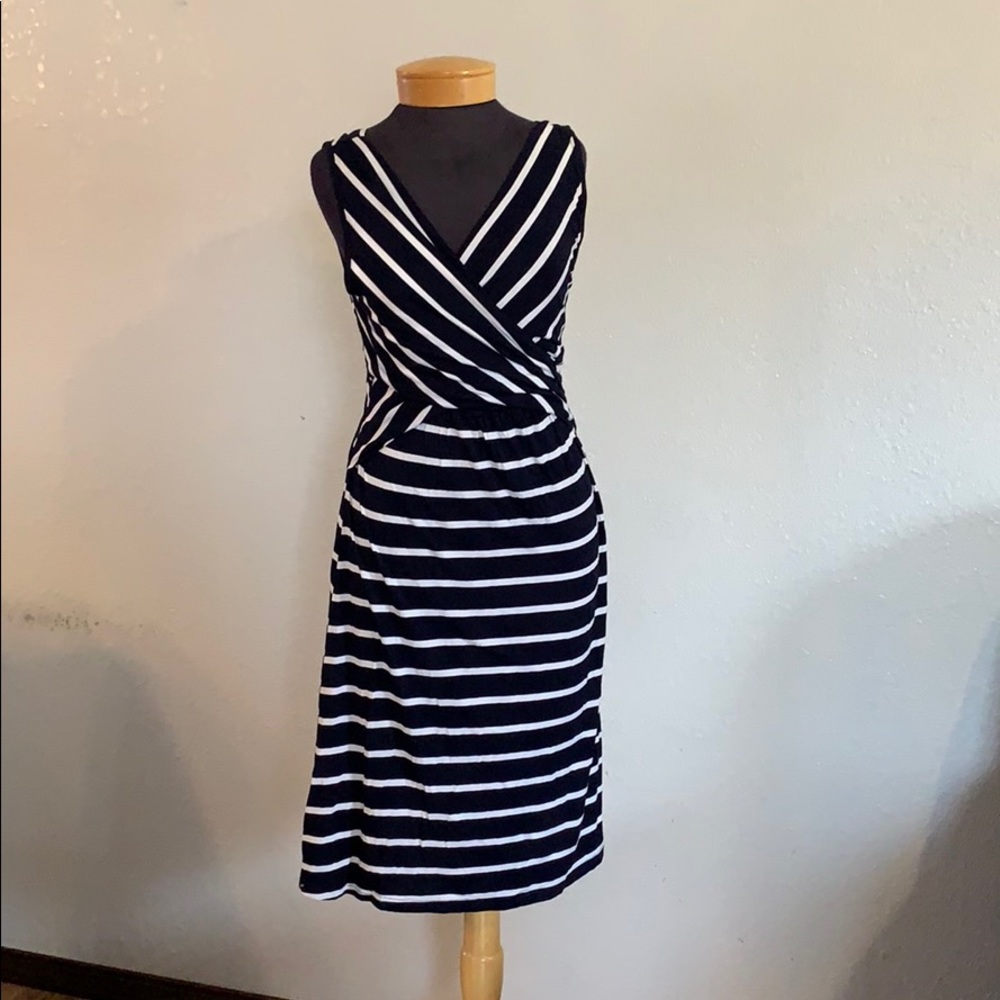 Navy and white striped Umgee dress. V neck.